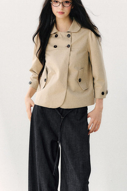 Veste croisée à col Claudine