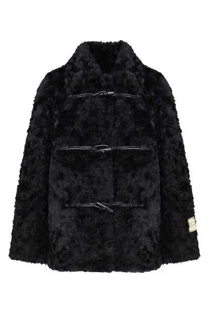 Wool Fur Horn Button Coat and Pants Set-Up