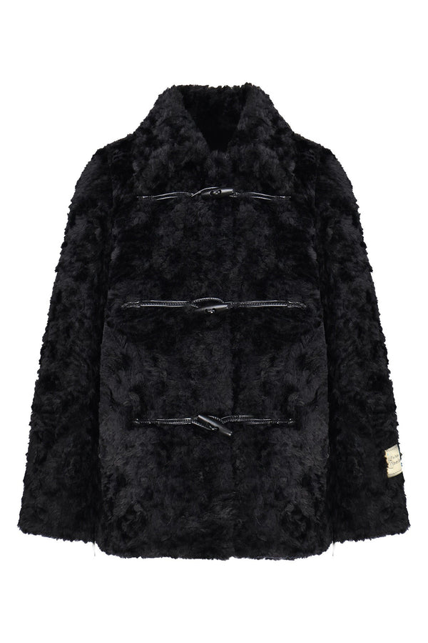 Wool Fur Horn Button Coat and Pants Set-Up