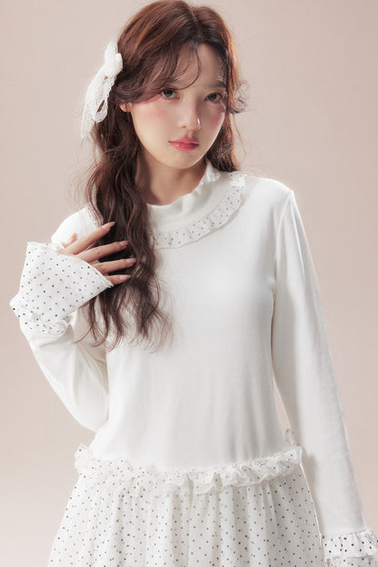 Polka Dot Ruffle Base Layer Top