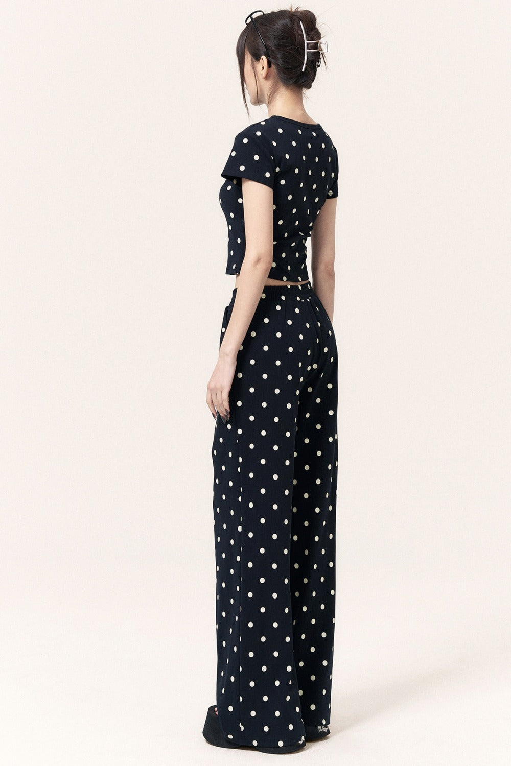 Polka Dot Cat Print Top Bodycon Skirt Pants Set-Up