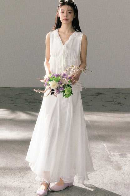 French Lace Ruffled Vest