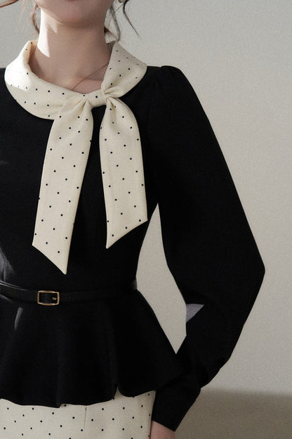 Bow Lantern Sleeve Skirt and Top Set-Up