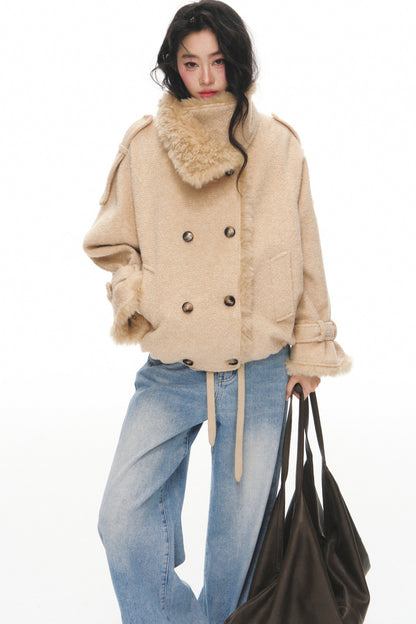 Ensemble veste courte en laine et pantalon