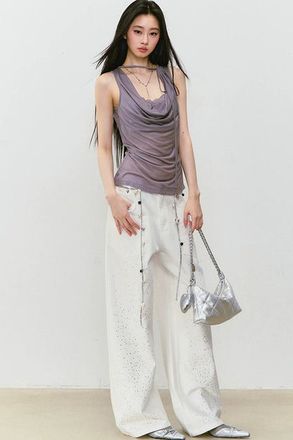 Lace Patchwork Lyocell Layered Camisole Top