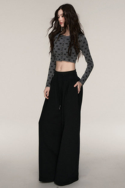 Grey Knit Cardigan and Skirt Set-Up