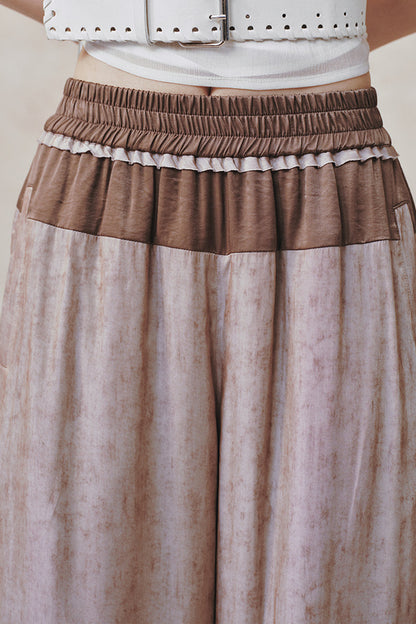 Women's Color-Block Waistband Print Straight-Leg Pants
