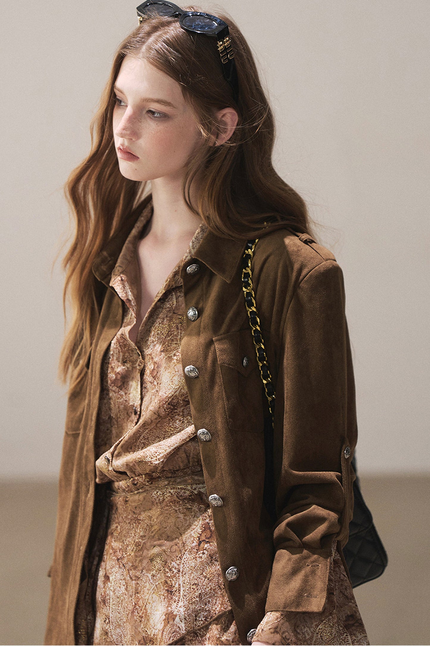 Brown Faux Suede Shirt Jacket