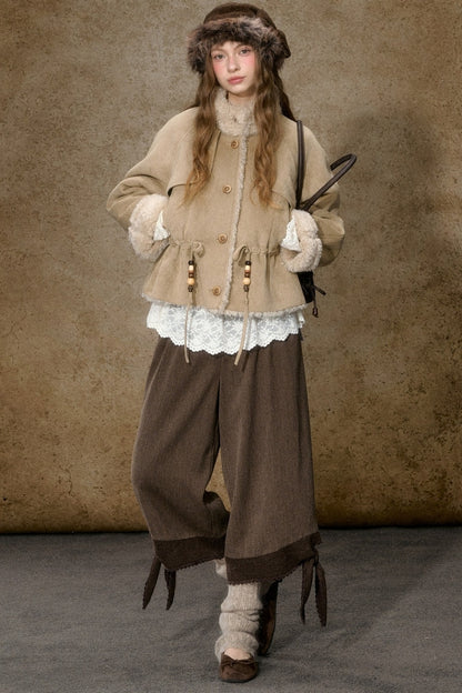 Dicke Plüschjacke mit Revers