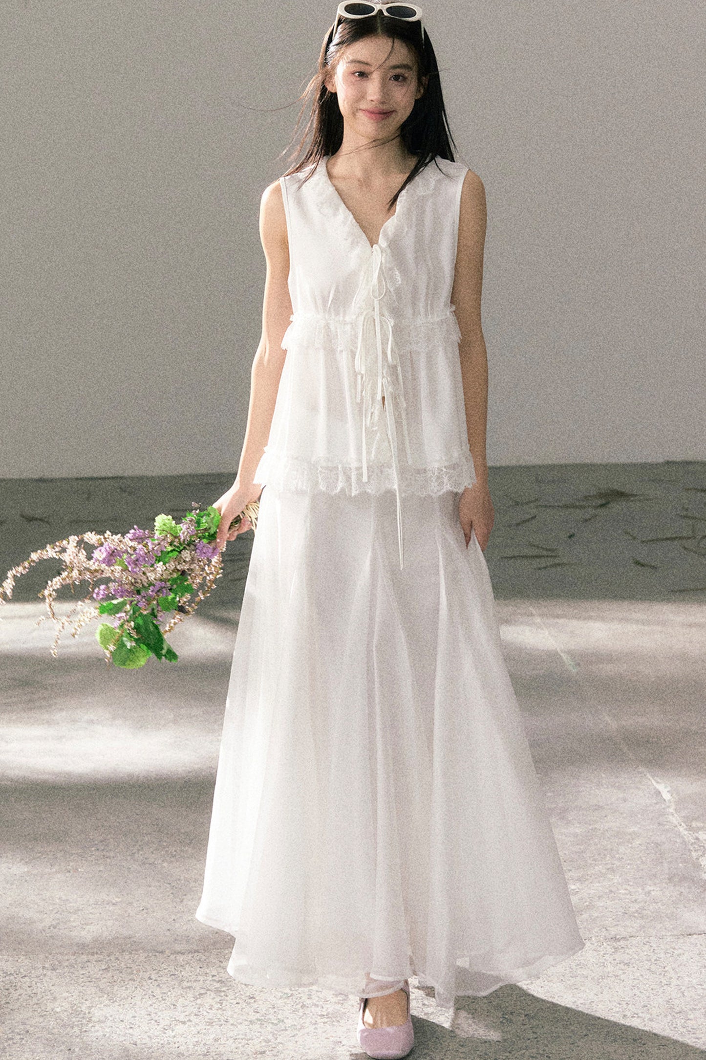 French Lace Ruffled Vest