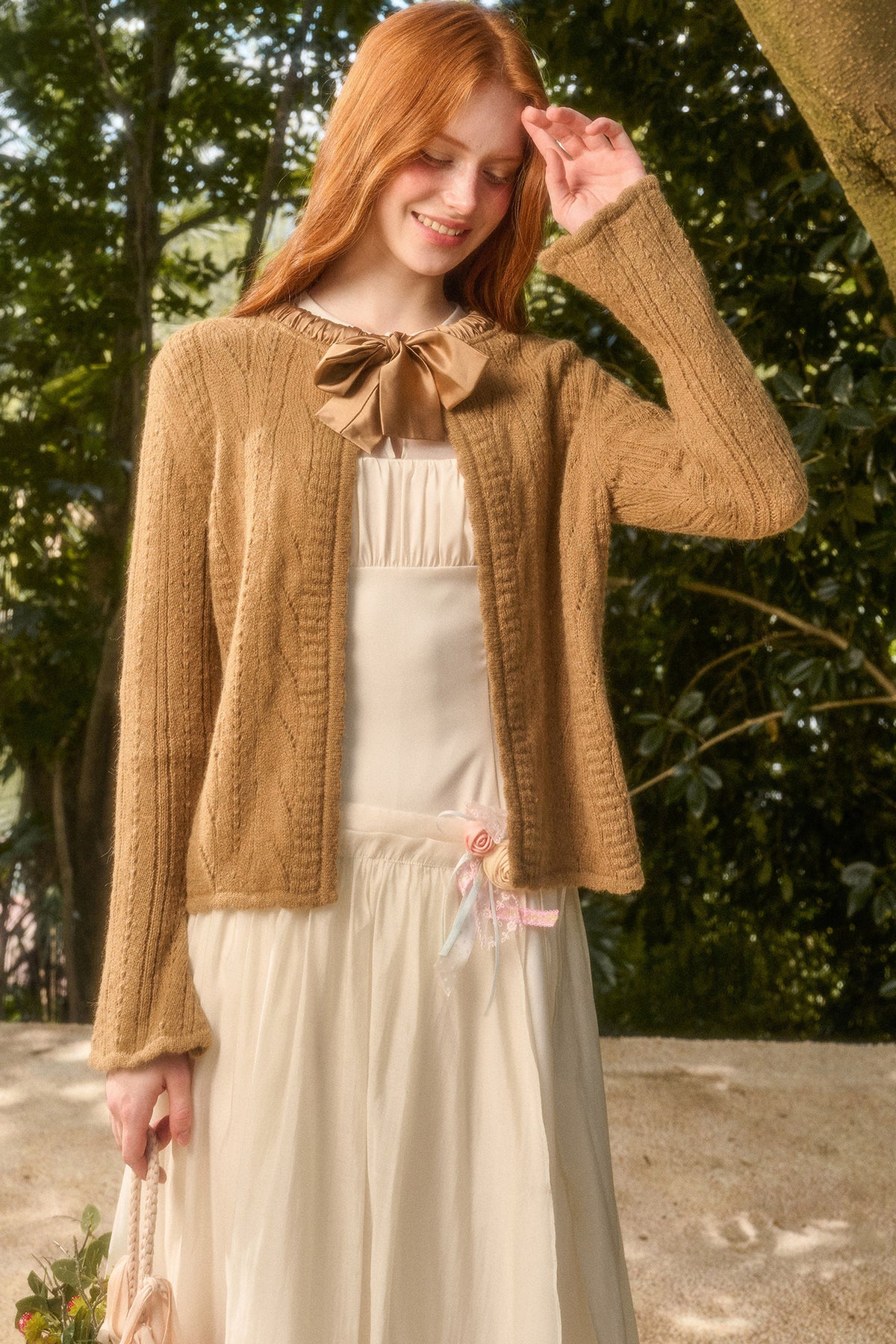 Ribbon Soft Wool Knit Cardigan
