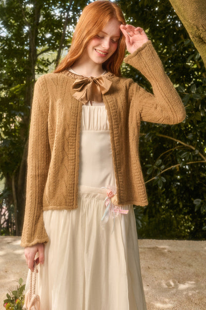 Ribbon Soft Wool Knit Cardigan