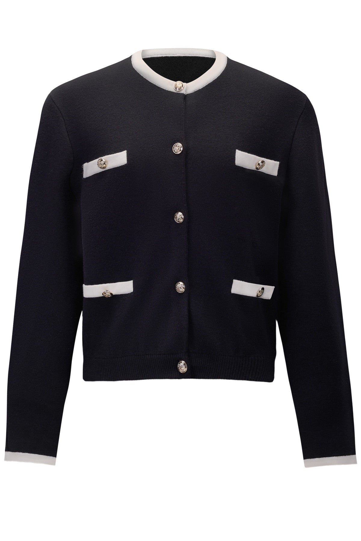 Color-Block Wool Knit Jacket
