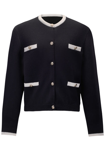 Color-Block Wool Knit Jacket