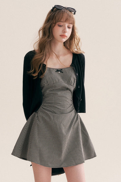 Black White Check Dress and Cardigan Set-Up