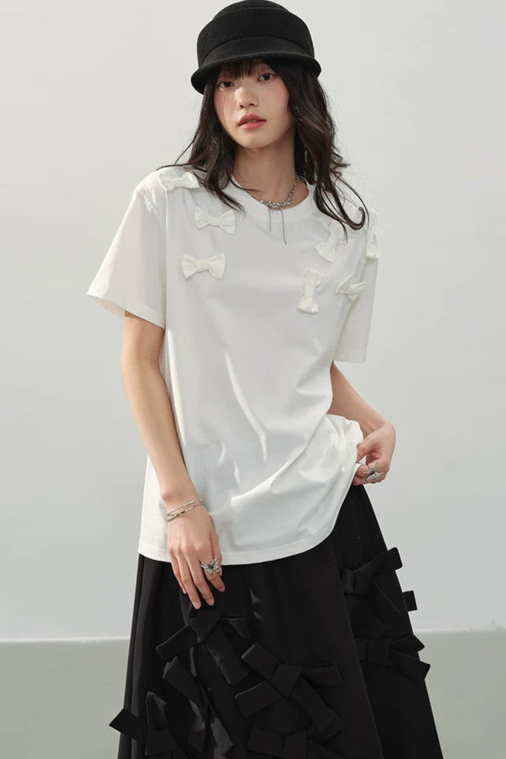 White Bow Top T-Shirt