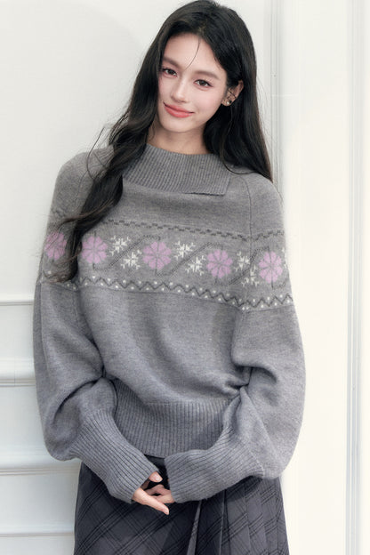 Fair Isle Jacquard Batwing Sweater