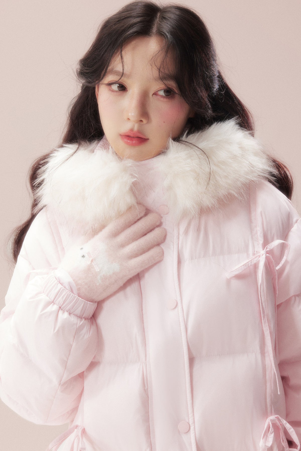 Snow Bow Fur Collar Down Jacket