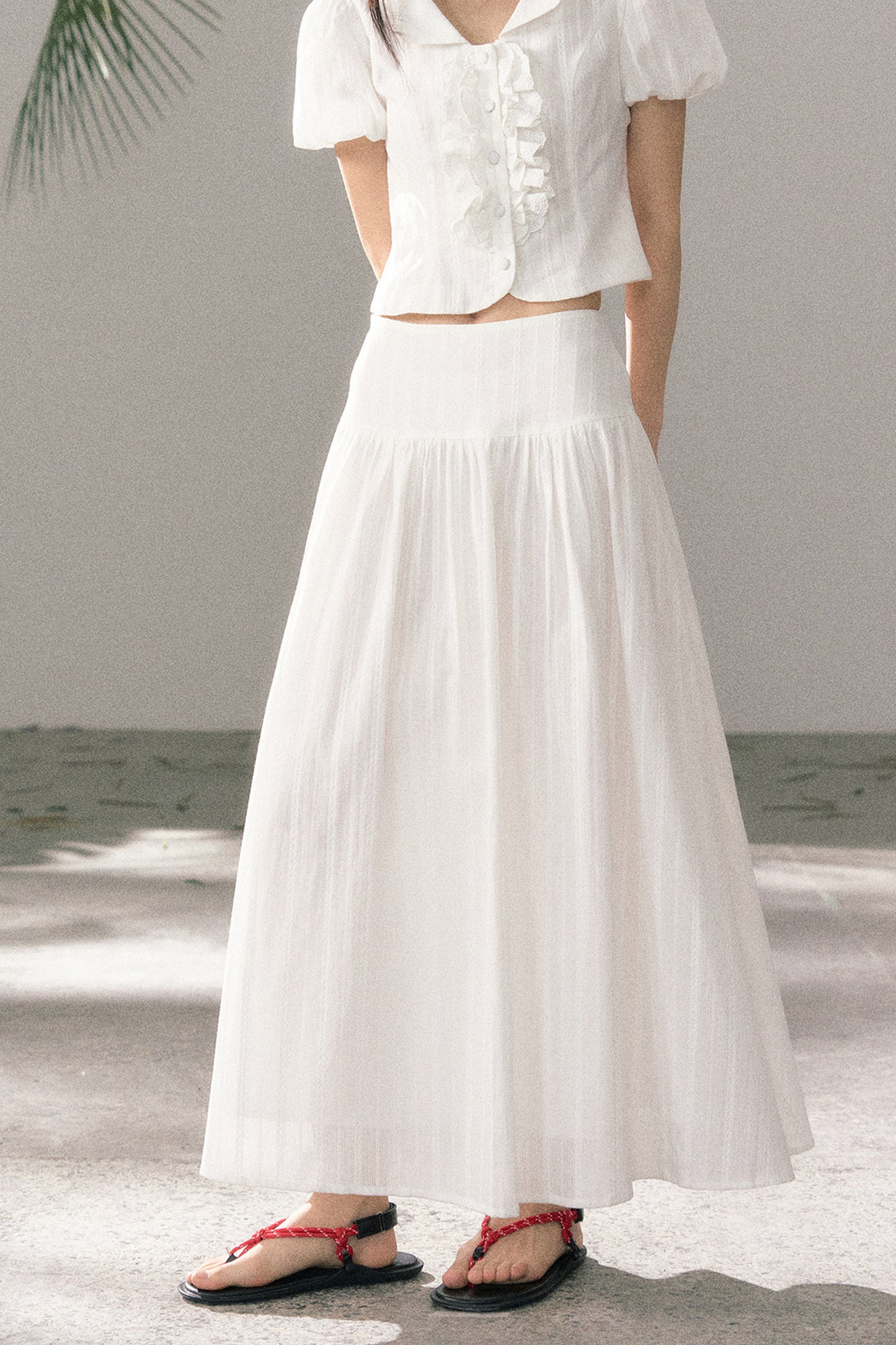Ruffle Top and High-Waisted Skirt Set-Up