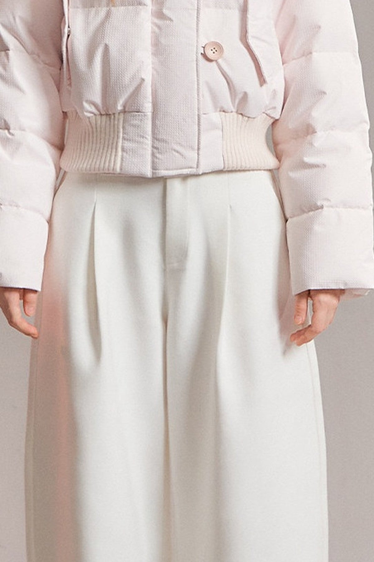 Pink Patchwork Fur Lapel Down Jacket
