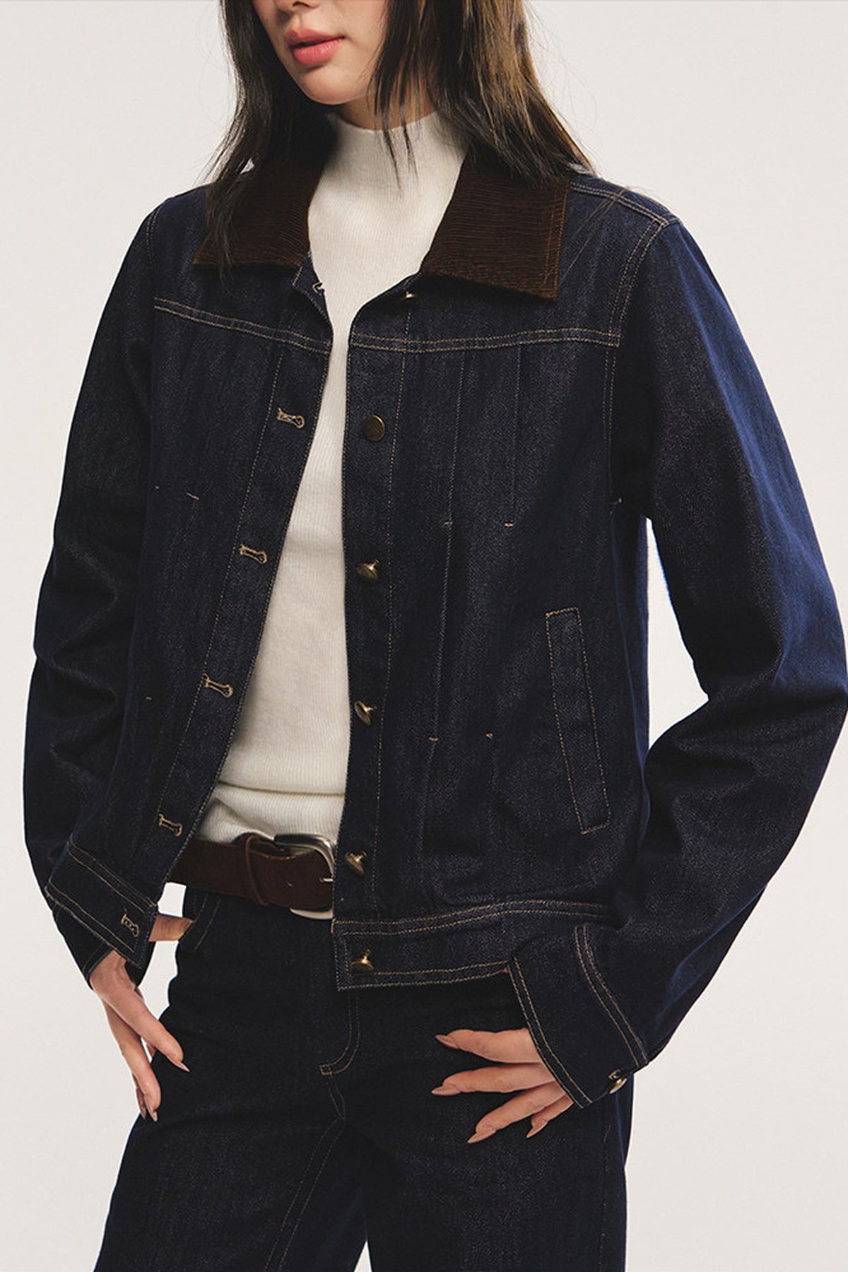 Retro Lapel Cotton-Padded Denim Jacket