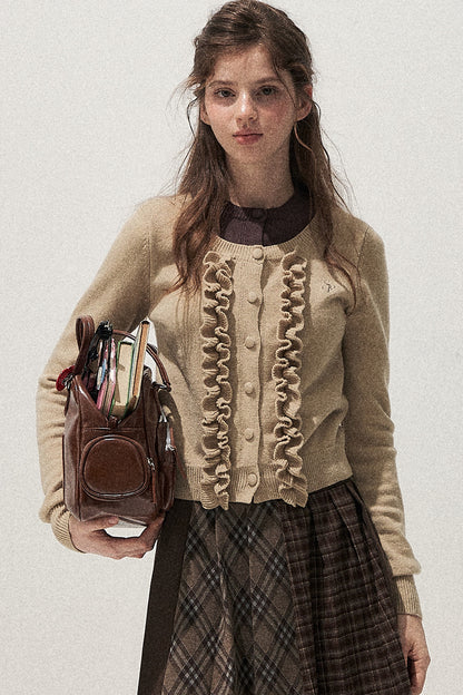 Layered-Look Floral Ruffle Sweater