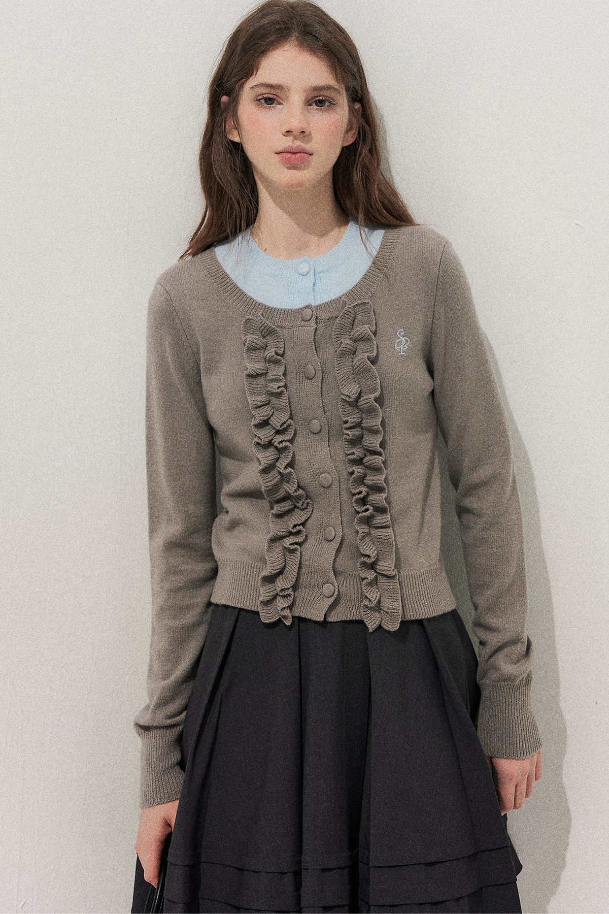 Layered-Look Floral Ruffle Sweater