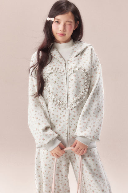 Floral Heart Hoodie and Scimitar Pants Set-Up