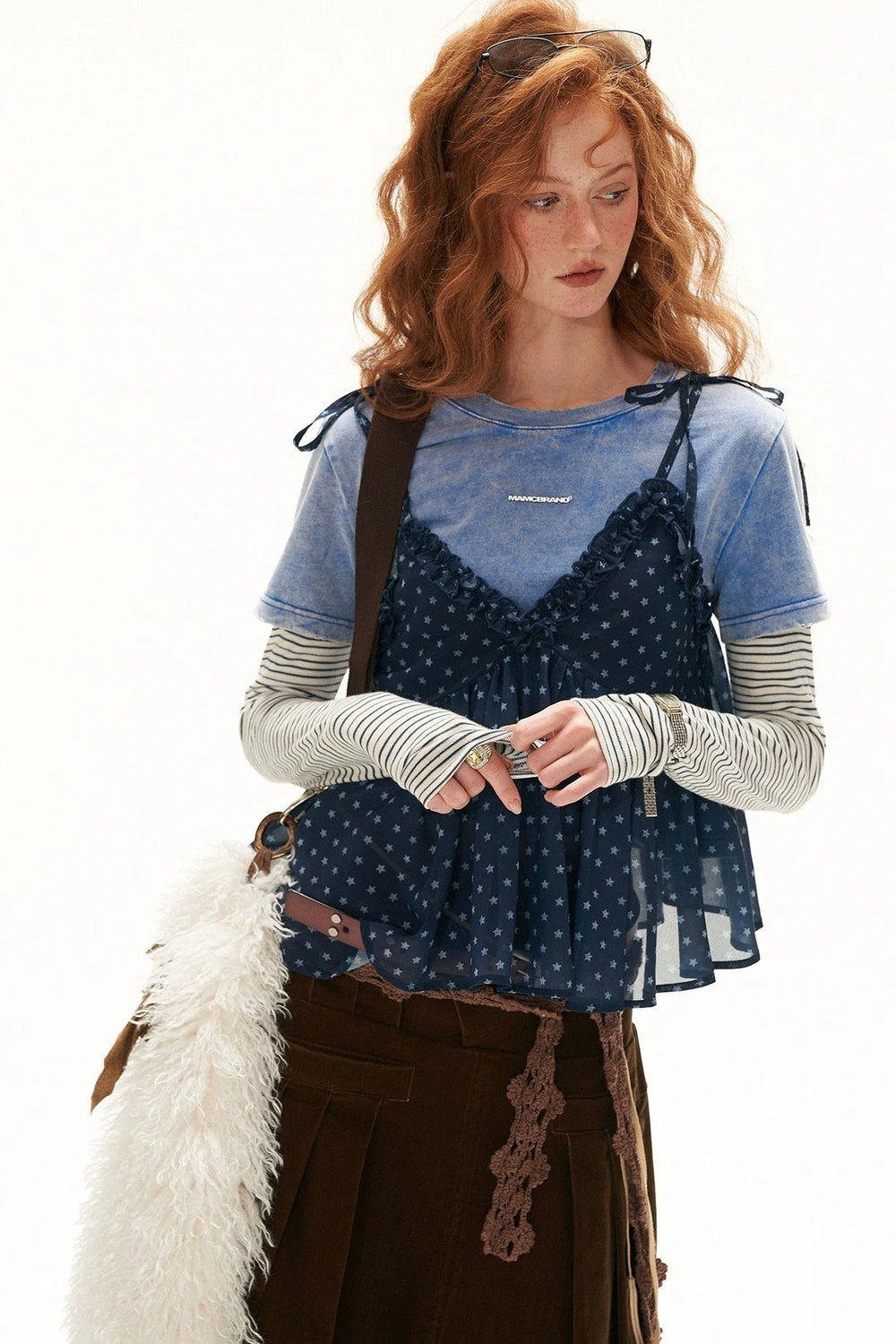 Ensemble tee-shirt manches longues en coton doux effet superposé