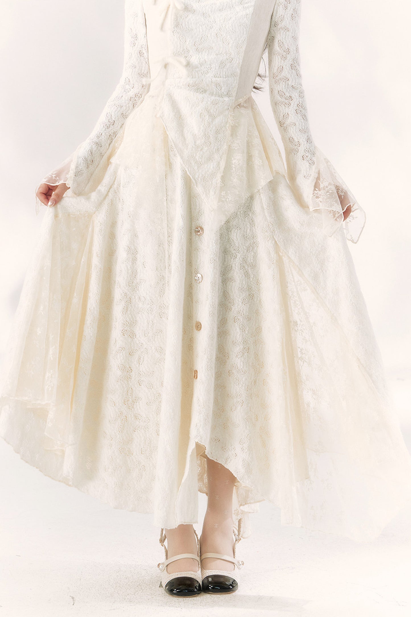 Butterfly Dream Knit Layered-Look and Skirt Set-Up