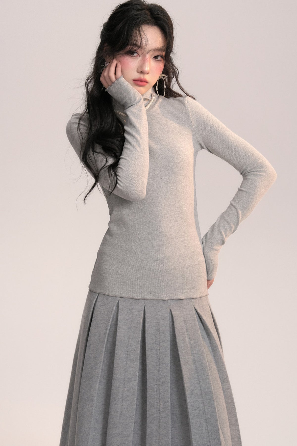 Ruffled Lapel Brushed Base Layer Top