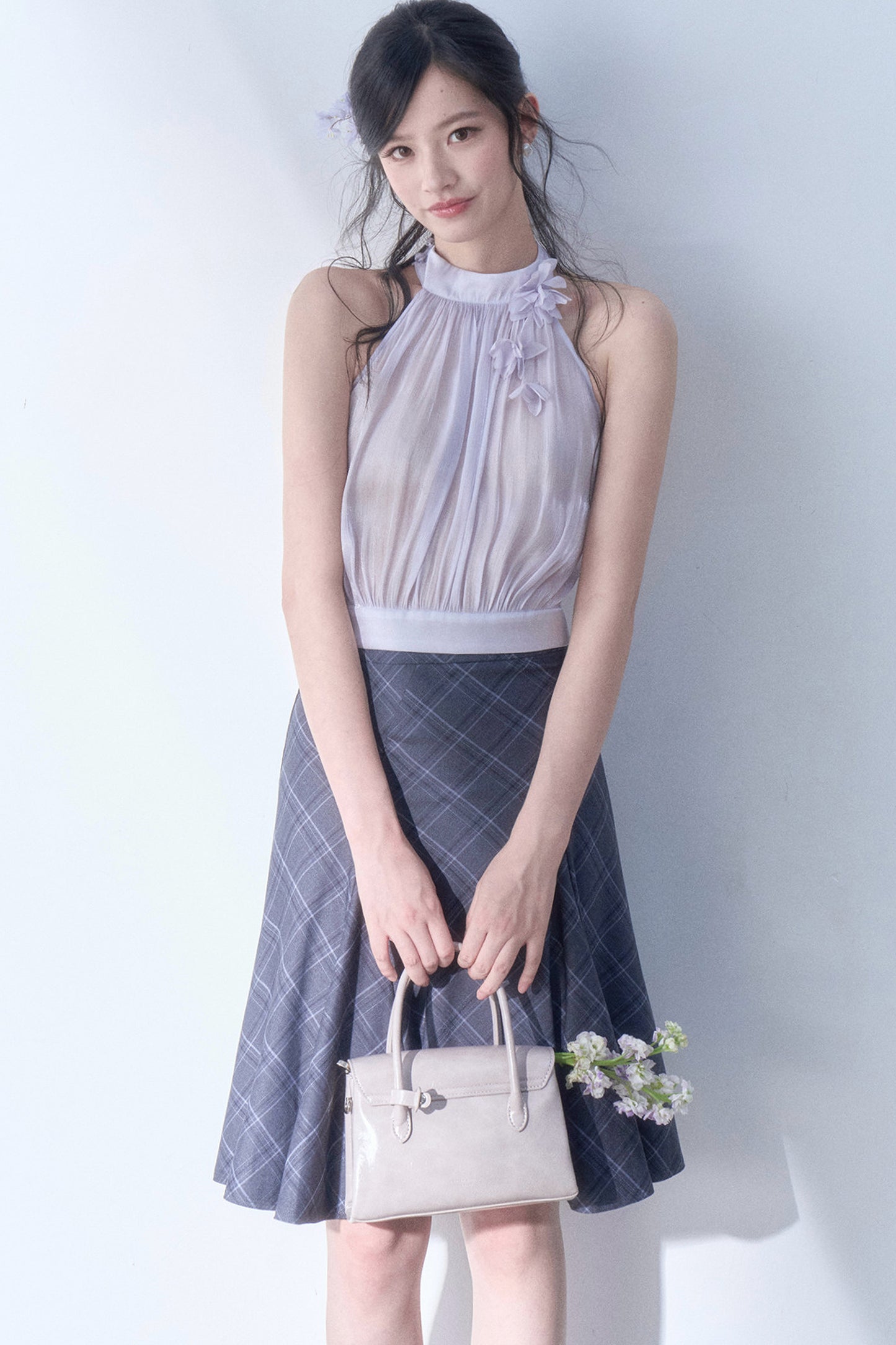 Petal Flutter Sleeve Top and Long Dress