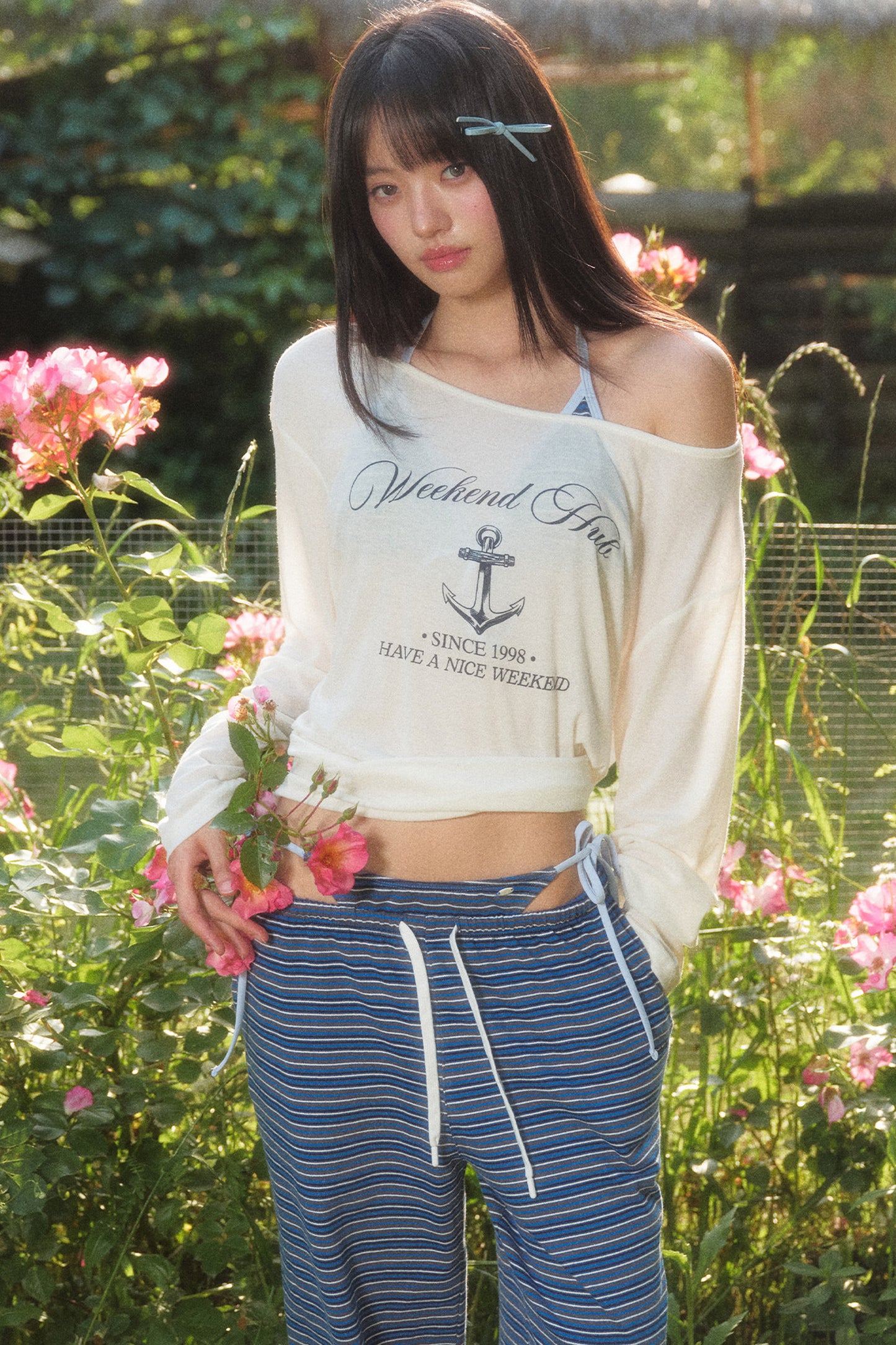 Printed Sun Protection Blouse and Trousers Set
