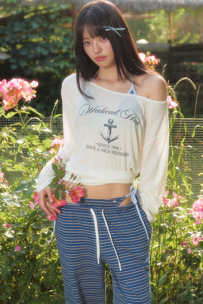 Printed Sun Protection Blouse and Trousers Set