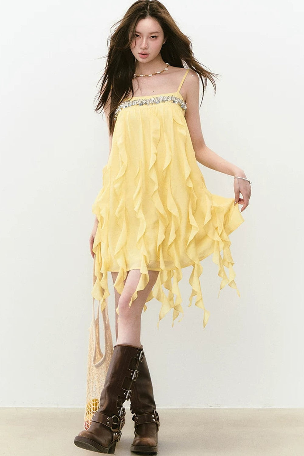 Heavy Beading Acetate Dress