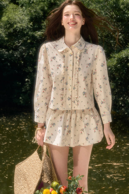 Floral Shirt and Skirt Set-Up