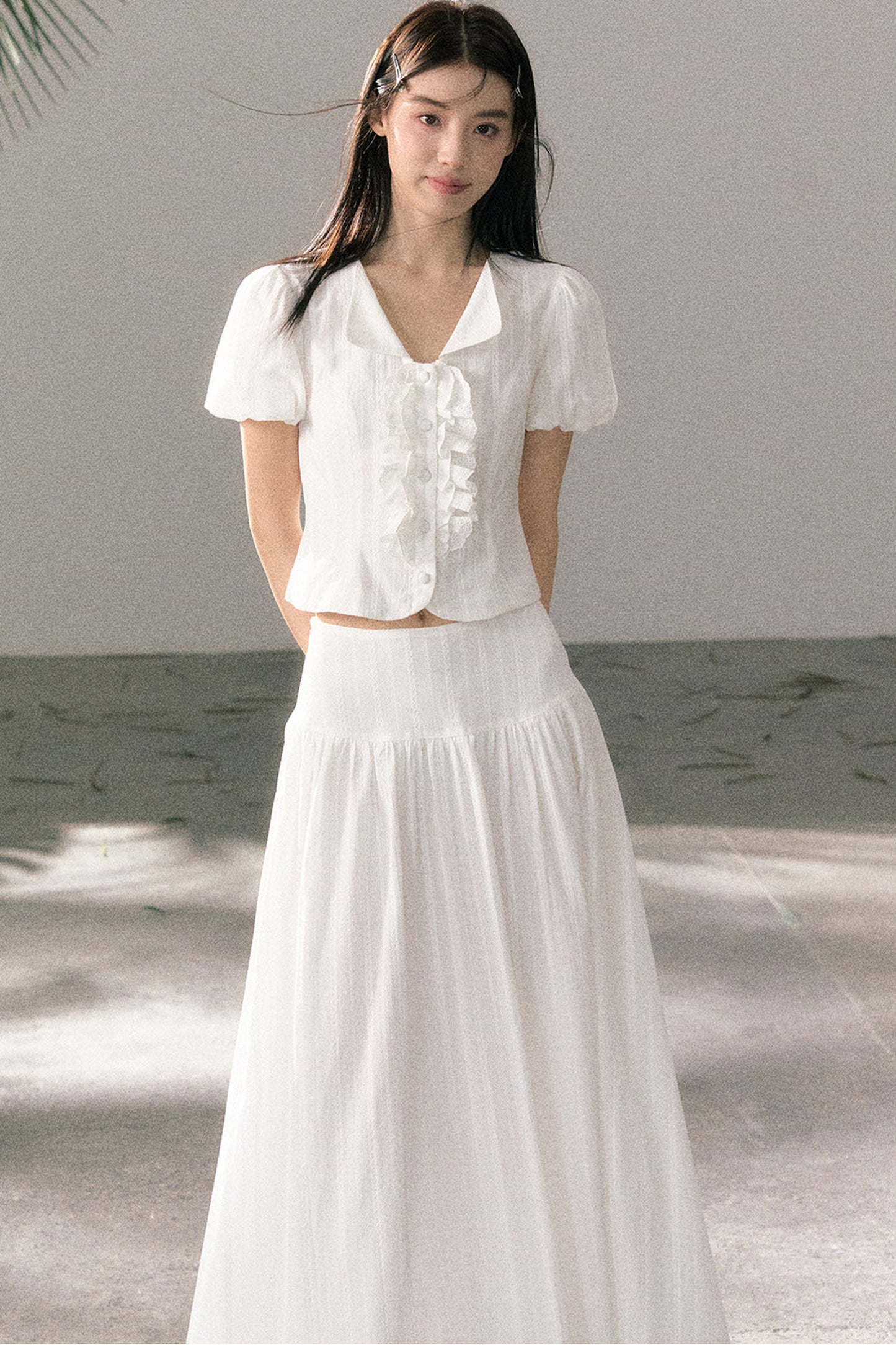 Ruffle Top and High-Waisted Skirt Set-Up