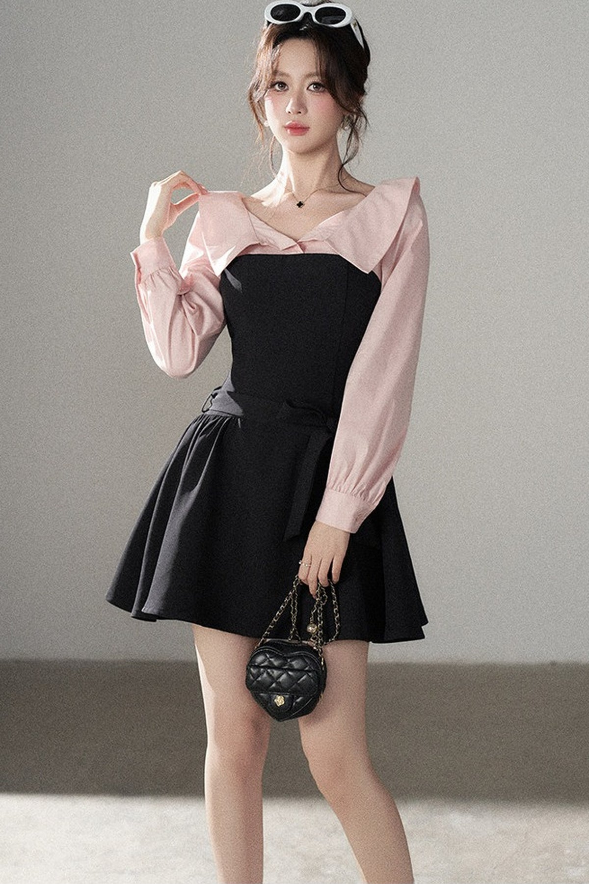 Black Flared Shirt Dress