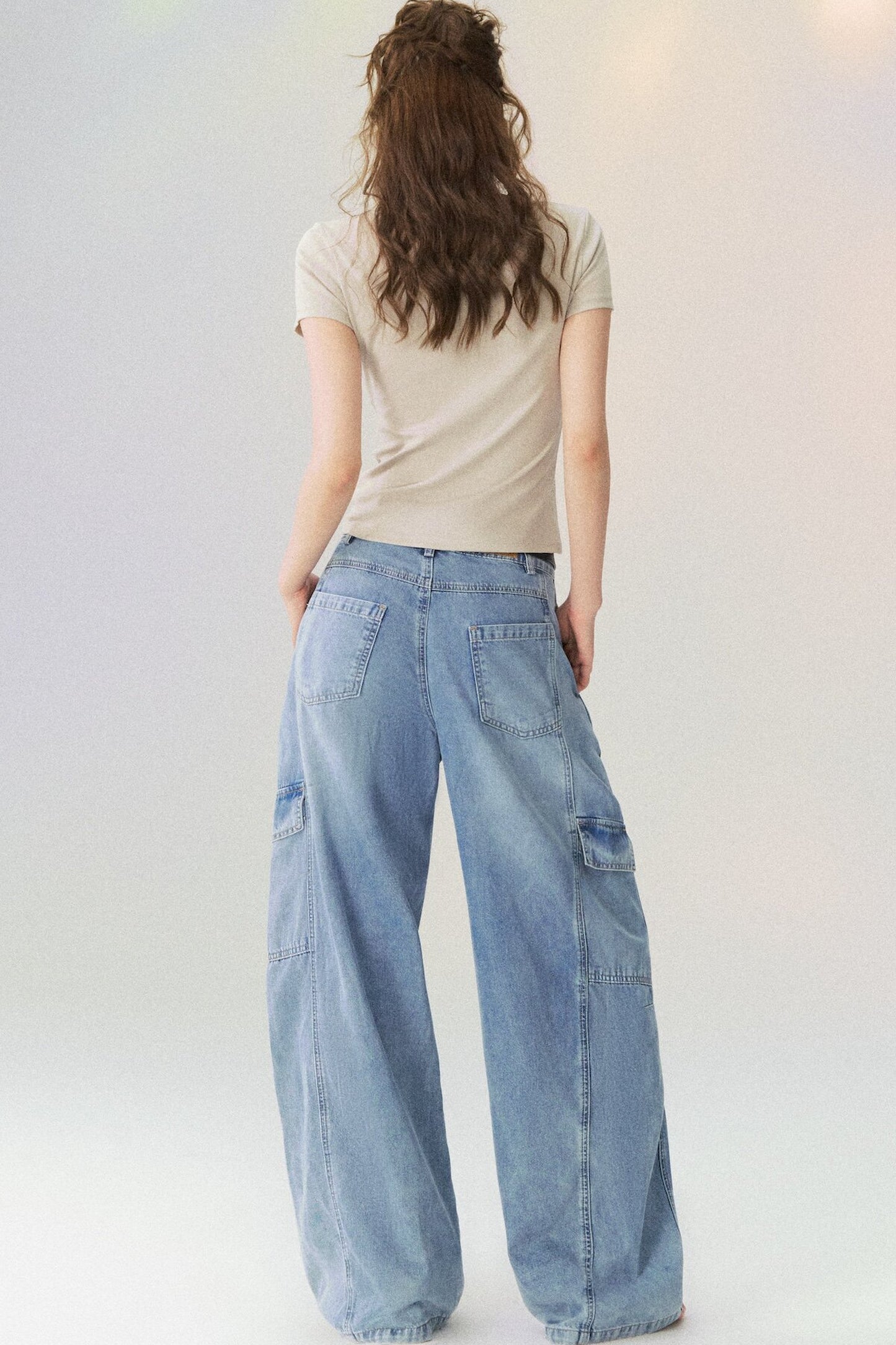 Multi-Pocket Wide-Leg Denim Jeans