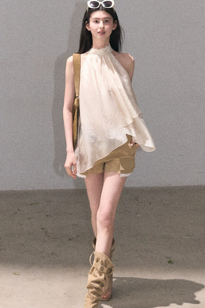Color-Blocked Linen Pants