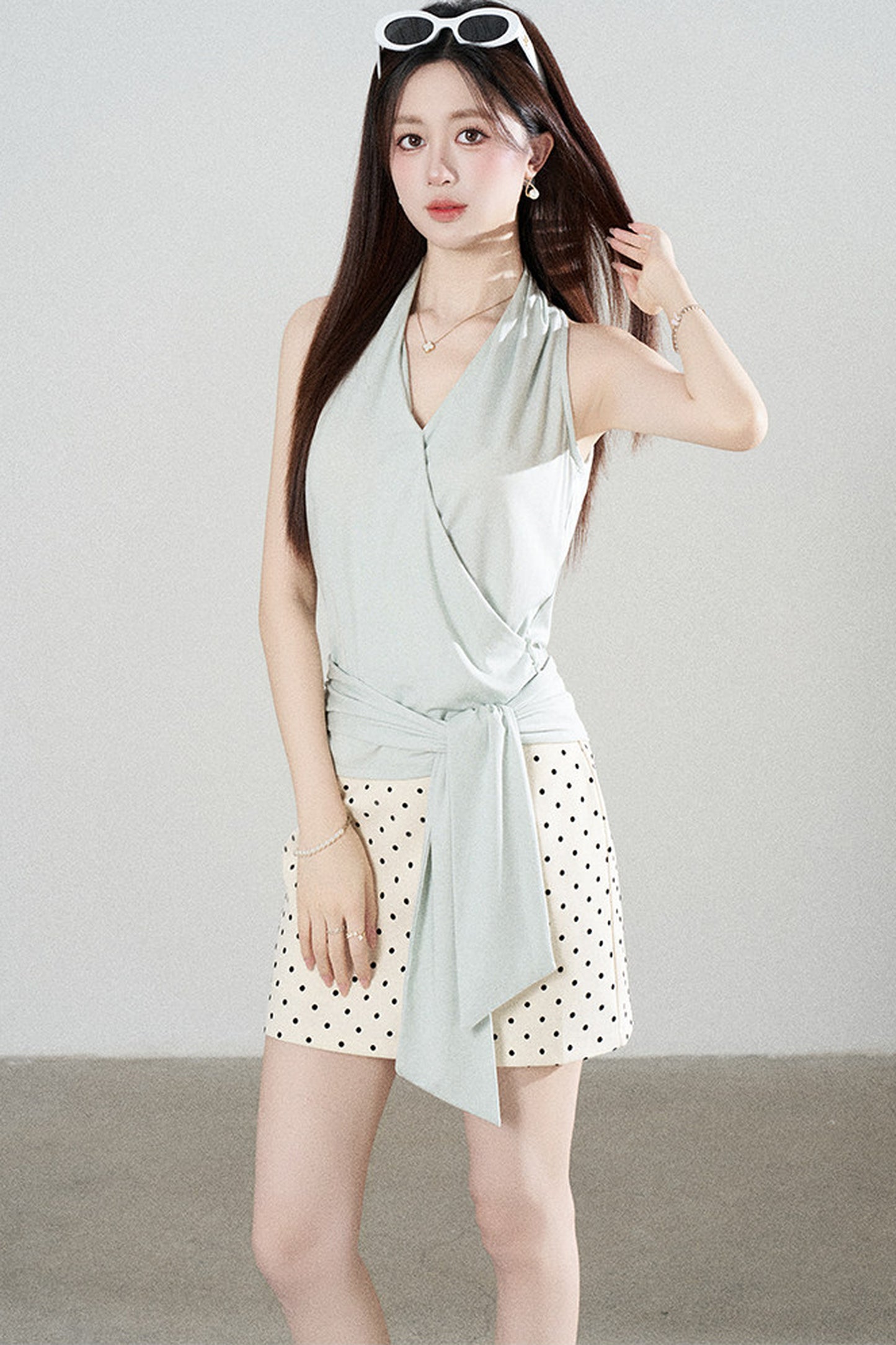 Multi-Color Halter Top and Leopard Print Skirt Set-Up