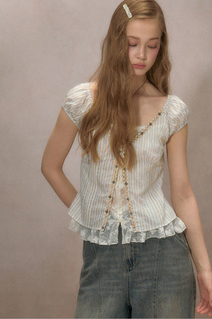 Half-Sugar Striped Blouse