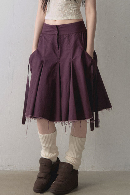 Loose Workwear Jacket and Pleated Skirt Set-Up
