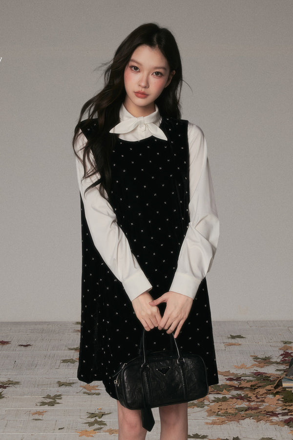 Floral Velvet Preppy Dress