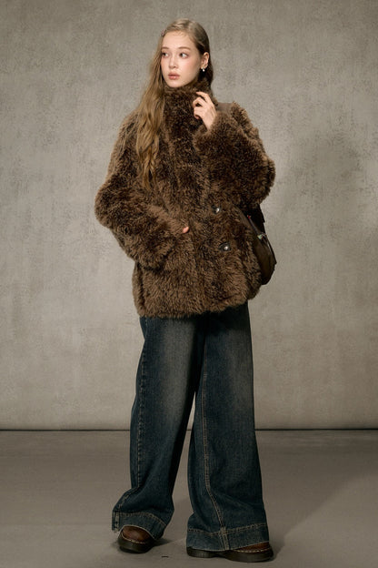 Reversible Faux Suede Fur Jacket