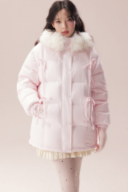 Snow Bow Fur Collar Down Jacket