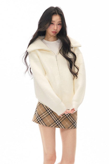 White Cardigan Jacket Skirt Set-Up