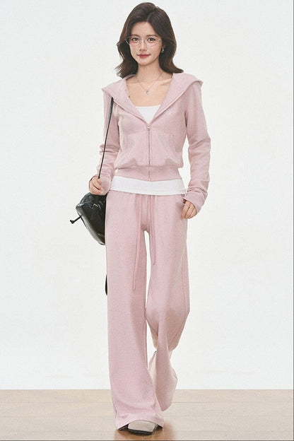 Ensemble cardigan en maille à capuche et pantalon de jogging