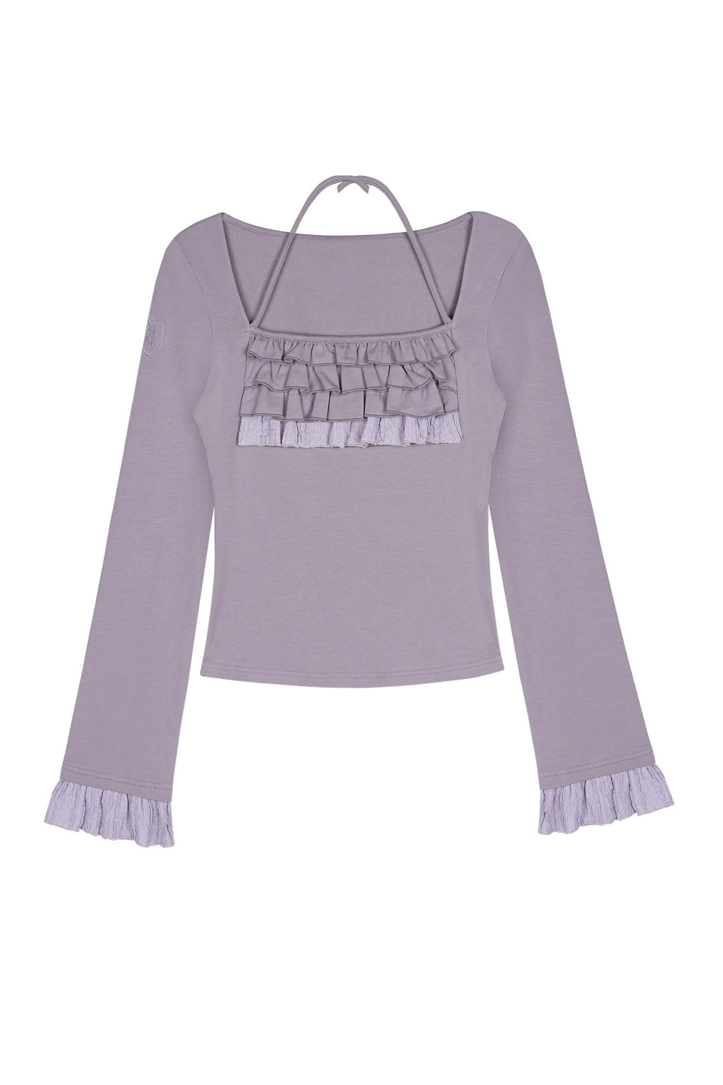 Light Purple Ruffled Square Neck Halter Top