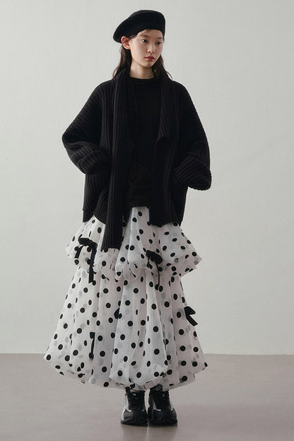 Polka Dot Tiered Bow Skirt